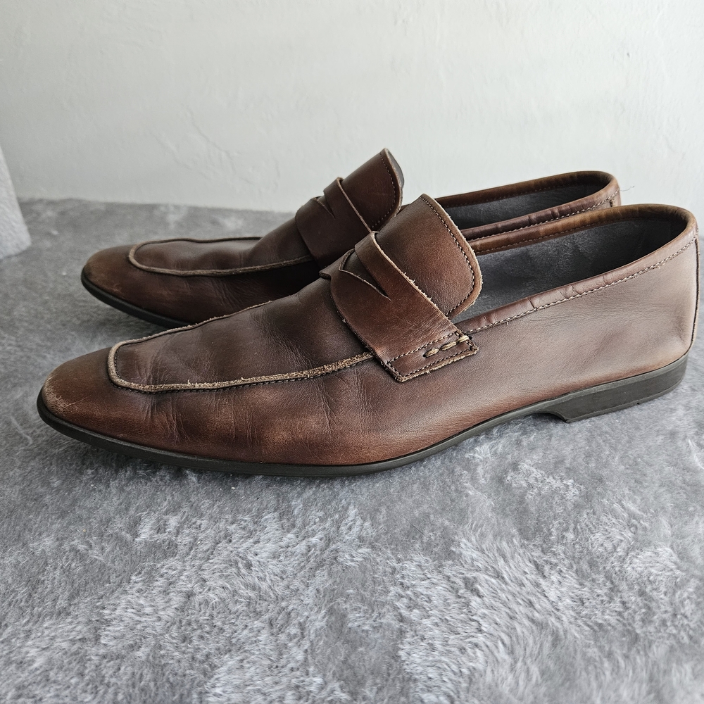 Magnanni Dark Brown Leather Men's Slip-On Loafers